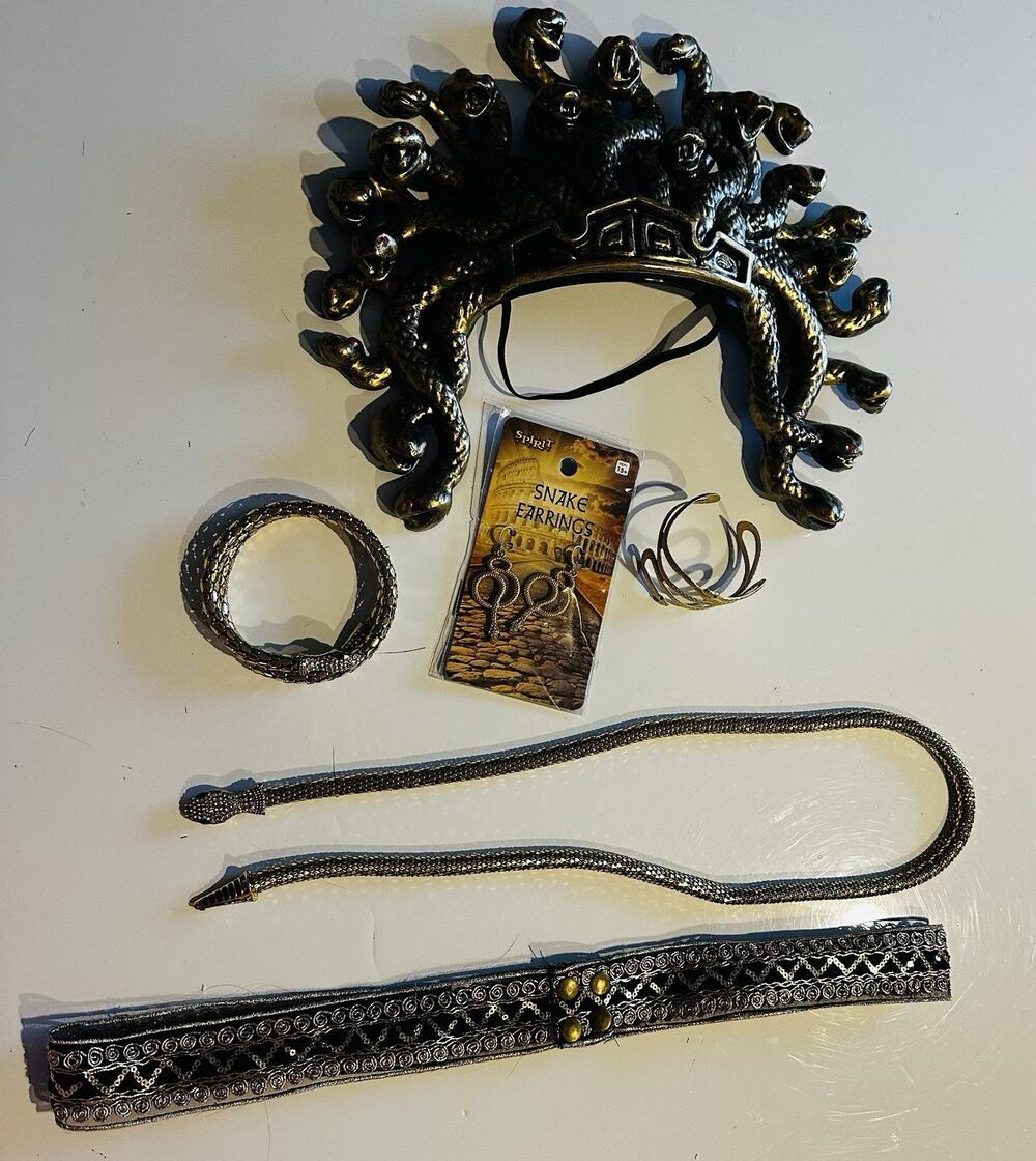 Greek Goddess Medusa Headdress Adult Costume Accessories Belt Earrings Arm Bands